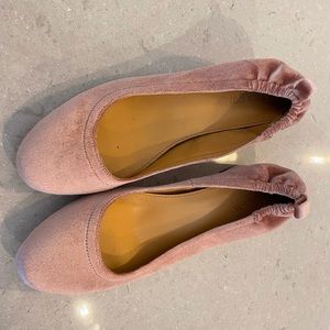 NEW JCREW pink velvet ballet block heels.